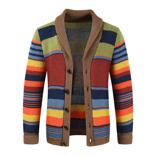 Regenbogenfarbener Strickcardigan für Herren | Mariano