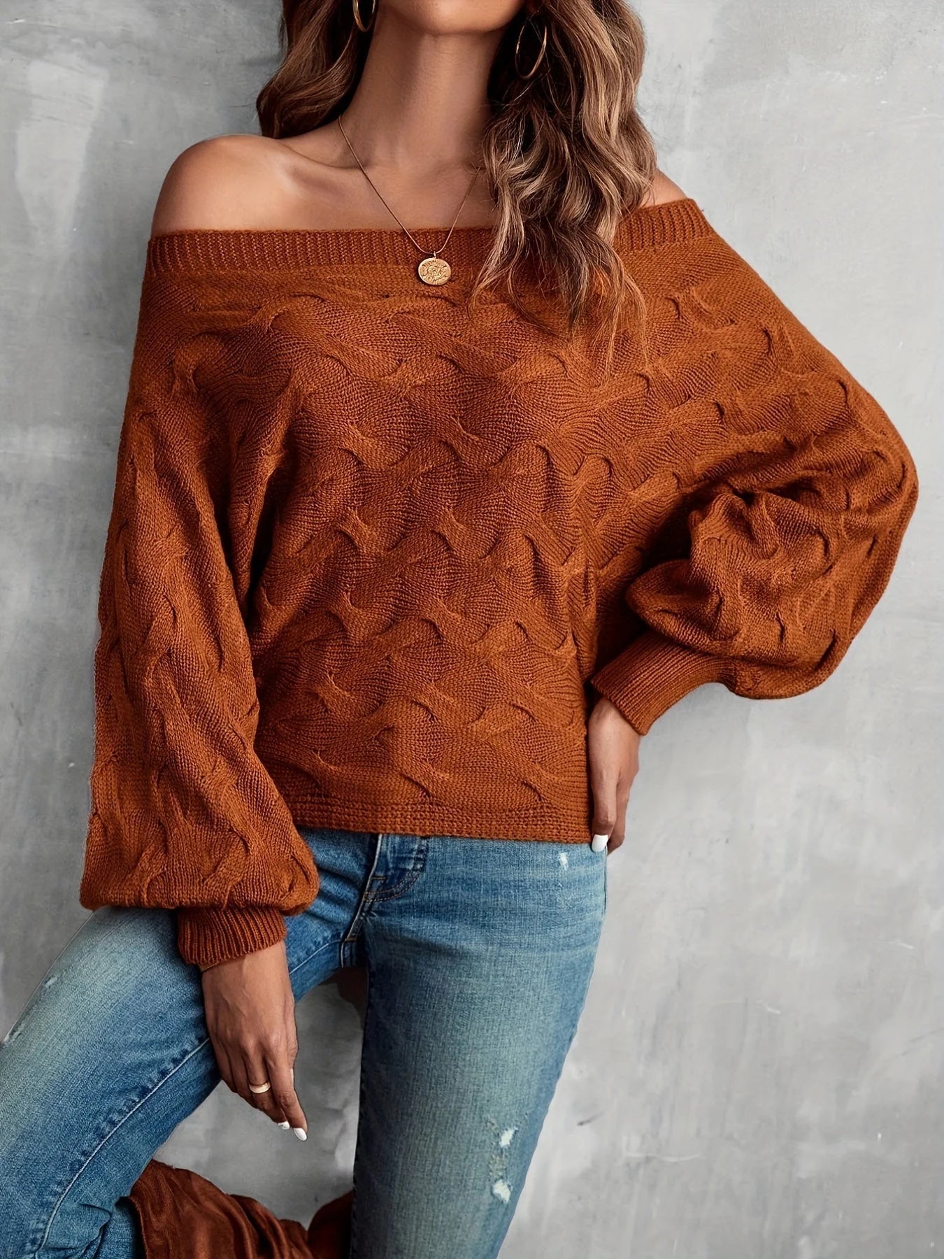 Stilvoller Off-Shoulder-Strickpullover für Damen