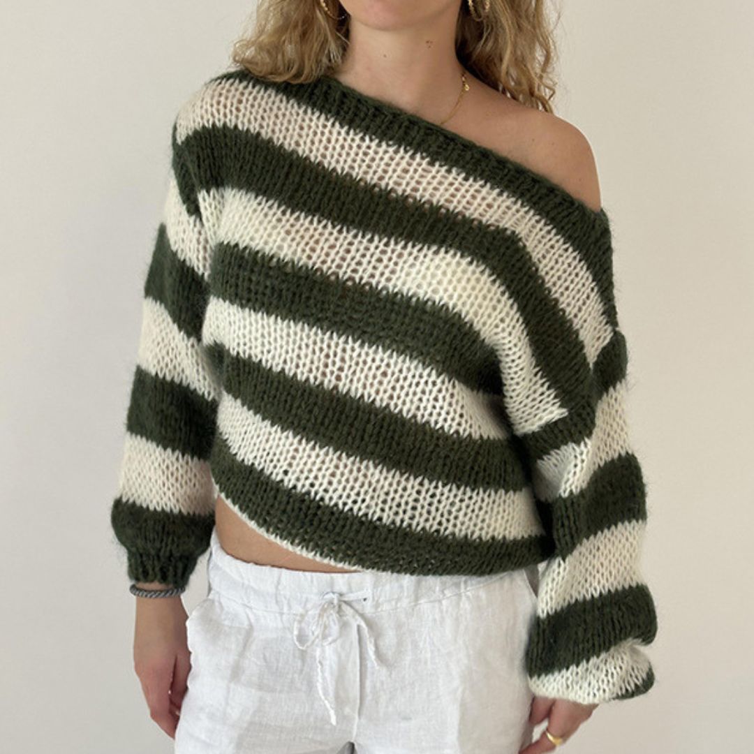 Eleganter warmer Pullover mit Off-Shoulder-Design | Ellie