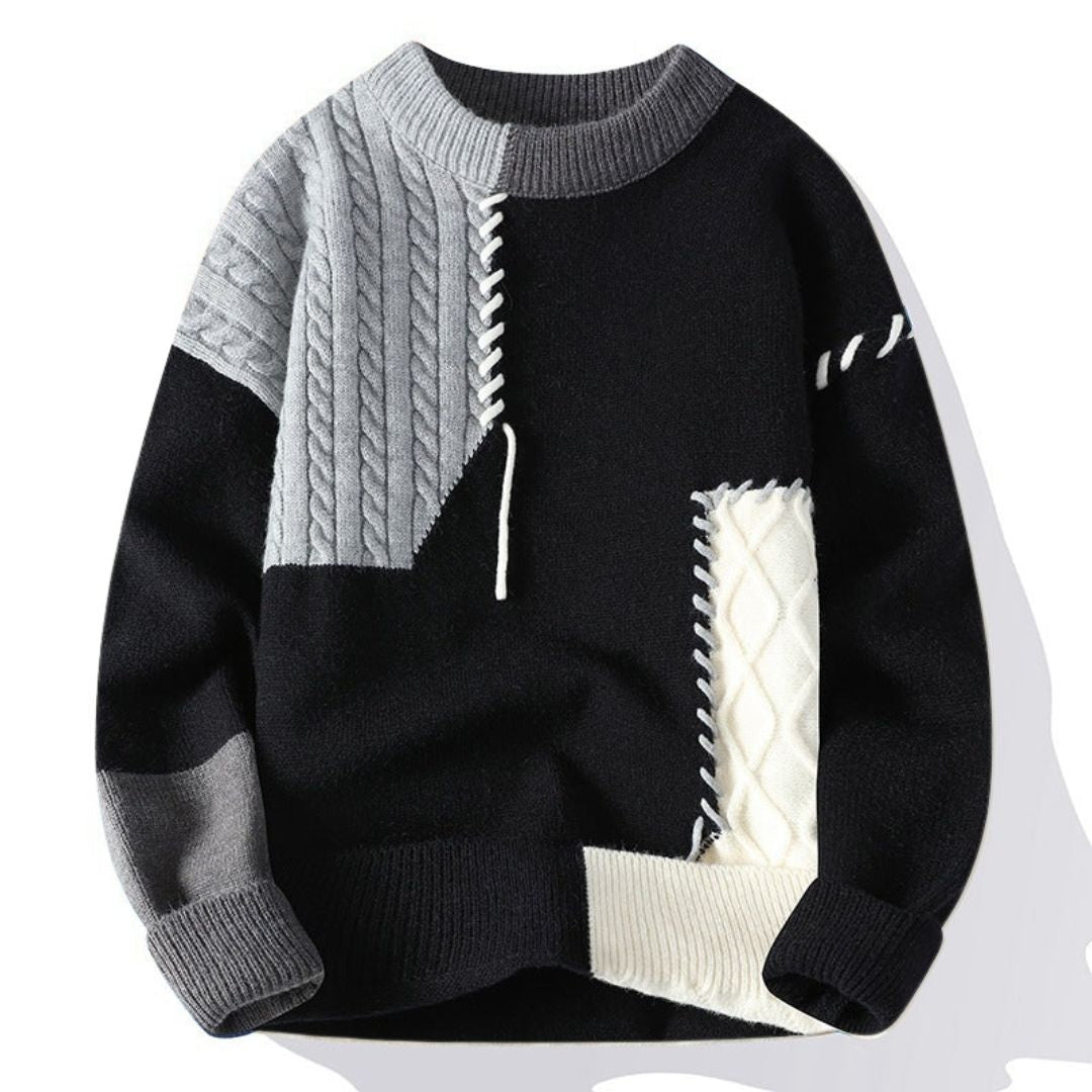 Stylischer Oversized Pullover für Herren mit Patchwork-Design  | Eddie