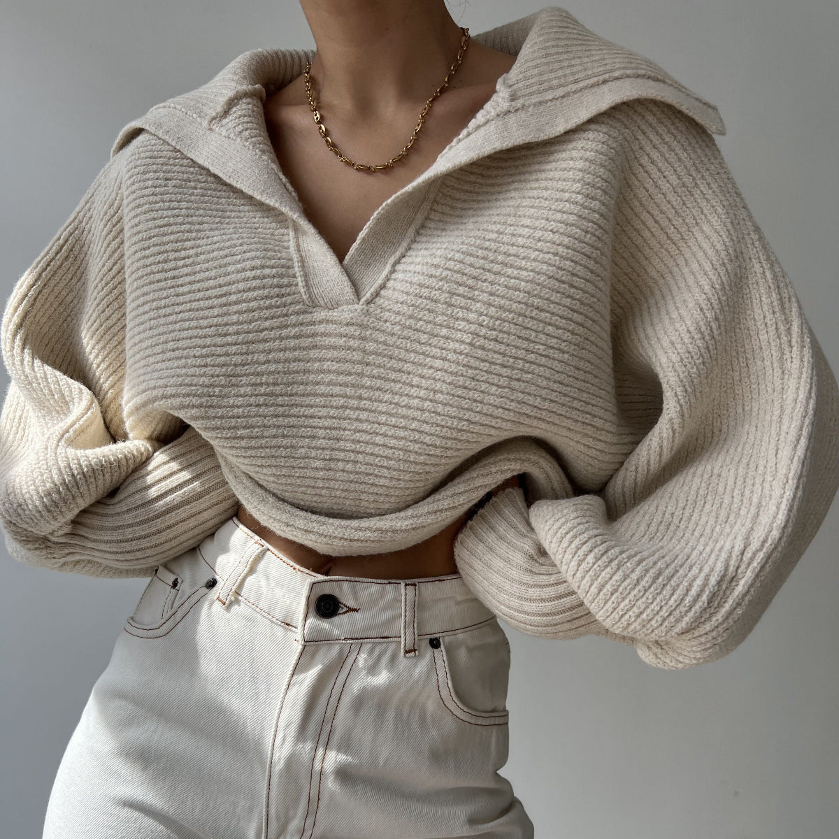 Oversized Strickkragen-Pullover für Frauen | Margot