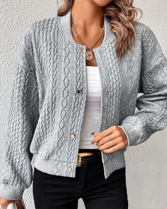 Gemütliche Kurze langärmelige Strickjacke  für Damen