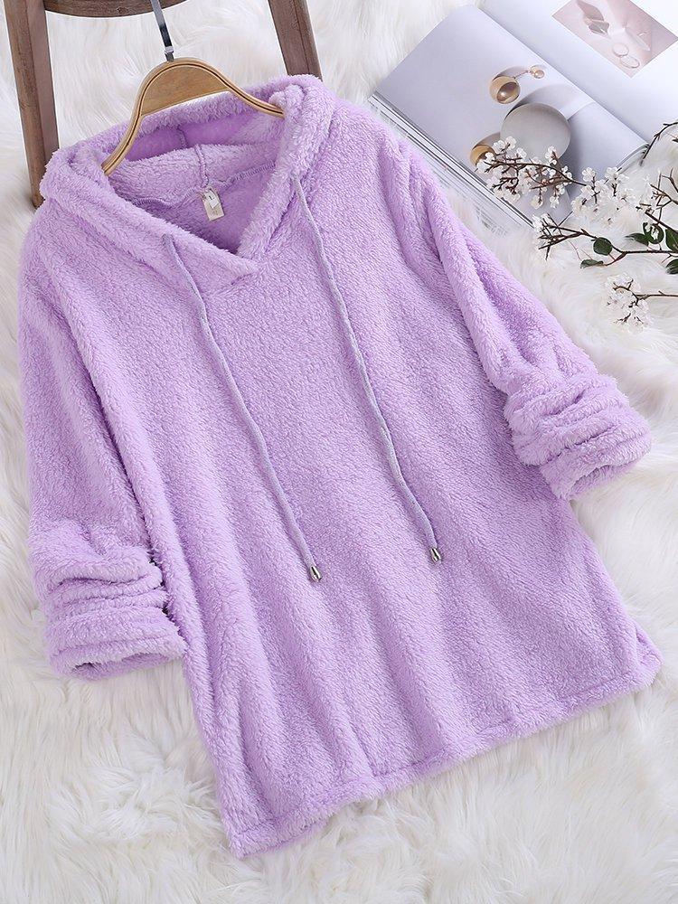 Warmer flauschiger Pullover mit Kapuze für Damen