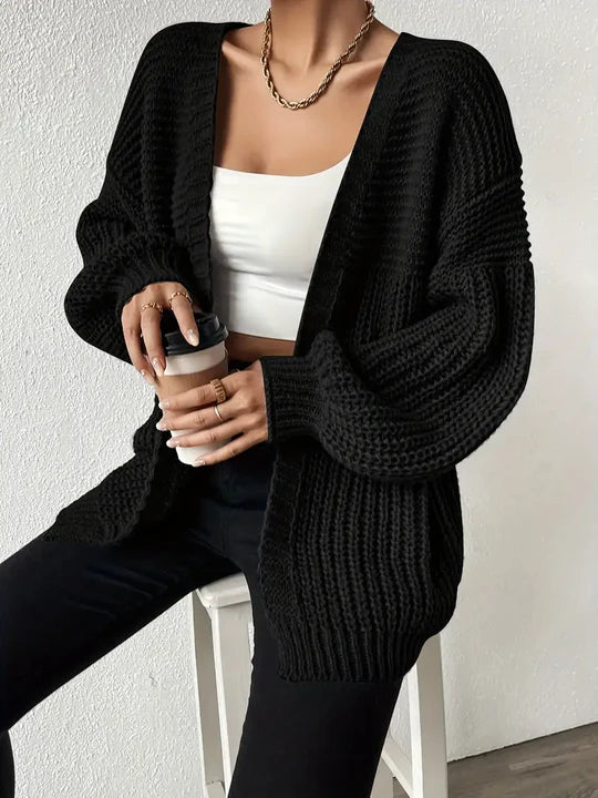 Bequemer Oversized Grobstrick-Cardigan für Damen