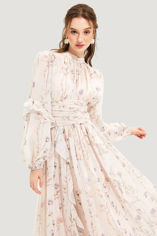 Elegantes Chiffon Floral Kleid für Damen