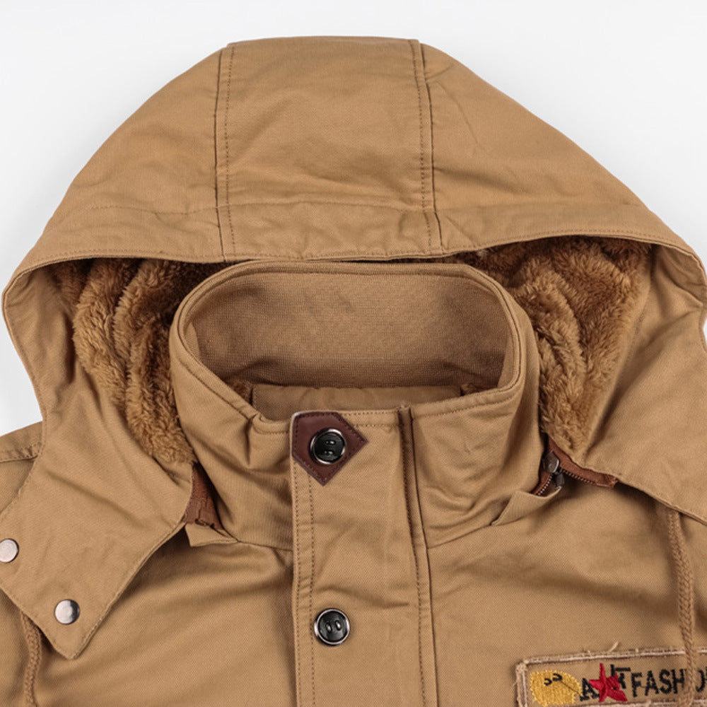 Militärische Kapuzenjacke mit Fleece-Futter für Herren | Jac