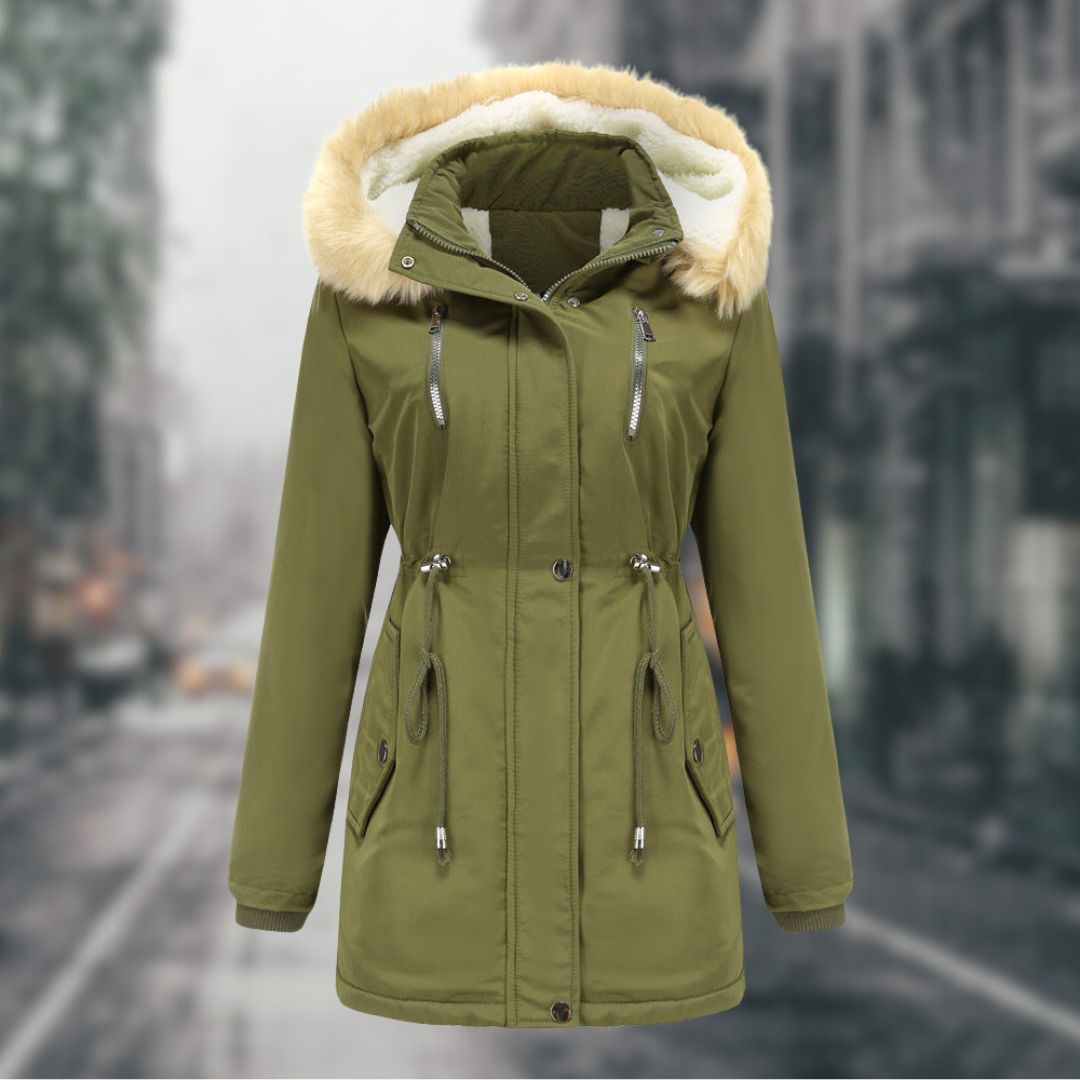 Elegante Damen-Winterjacke mit Pelzbesatz | Sarah