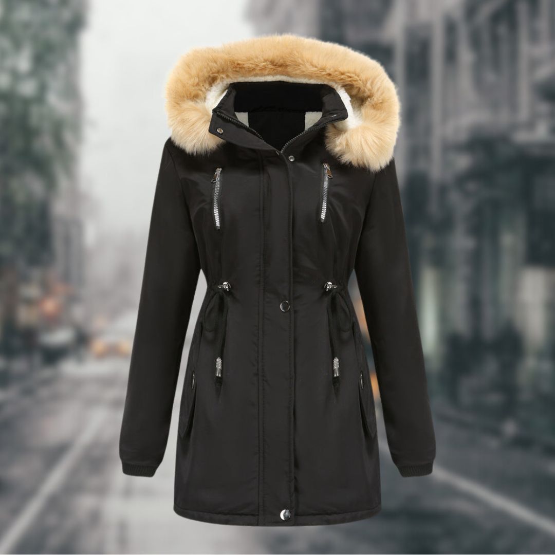 Elegante Damen-Winterjacke mit Pelzbesatz | Sarah