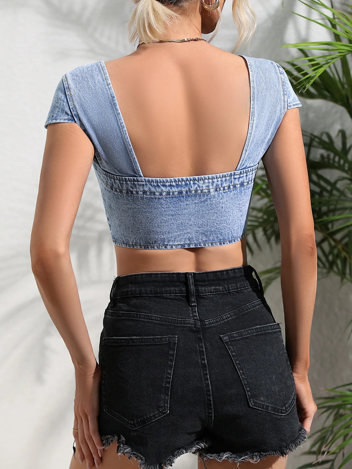 Stylisches Slim-Fit Denim-Crop-Top für Damen – Perfekt für den Sommer