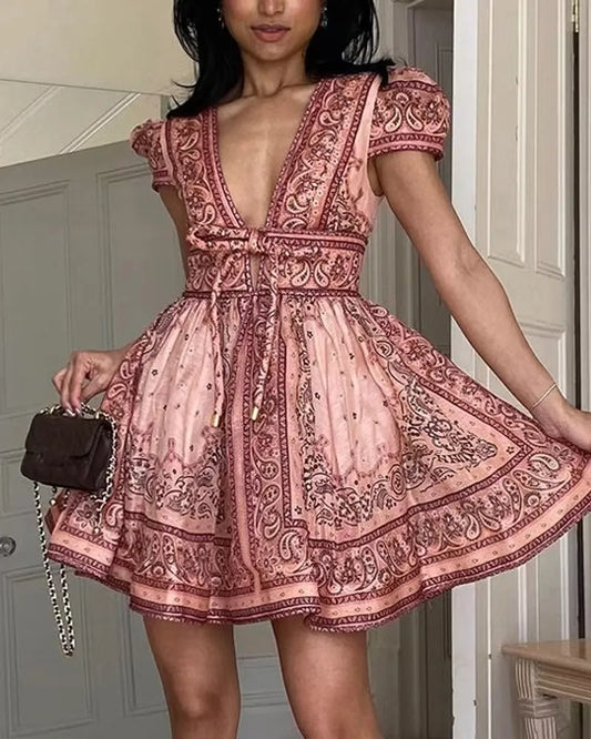 Boho Kleid mit Puffärmeln  für Damen - luftiges & feminines Sommerkleid