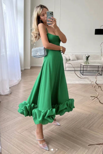 Elegantes A-Linien-Kleid mit Blumenapplikationen für Damen – Romantisch & Stilvoll