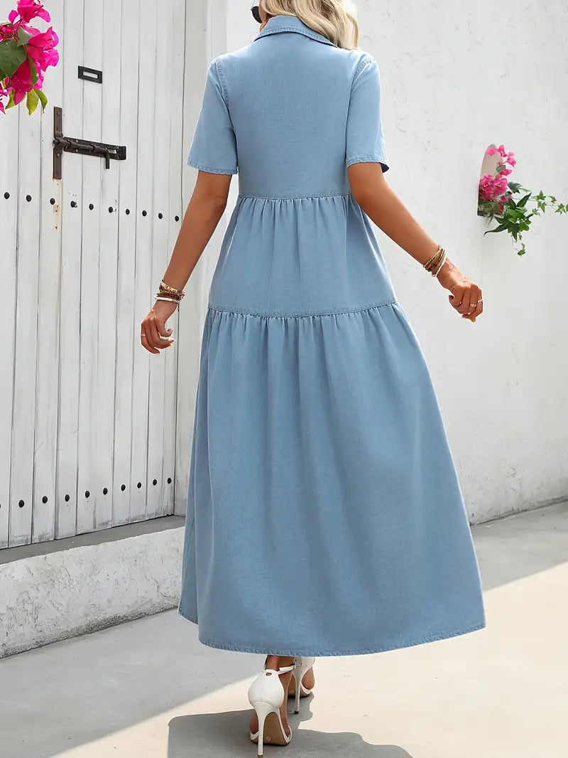 Vintage-inspiriertes langes Denim-Trenchkleid für Damen