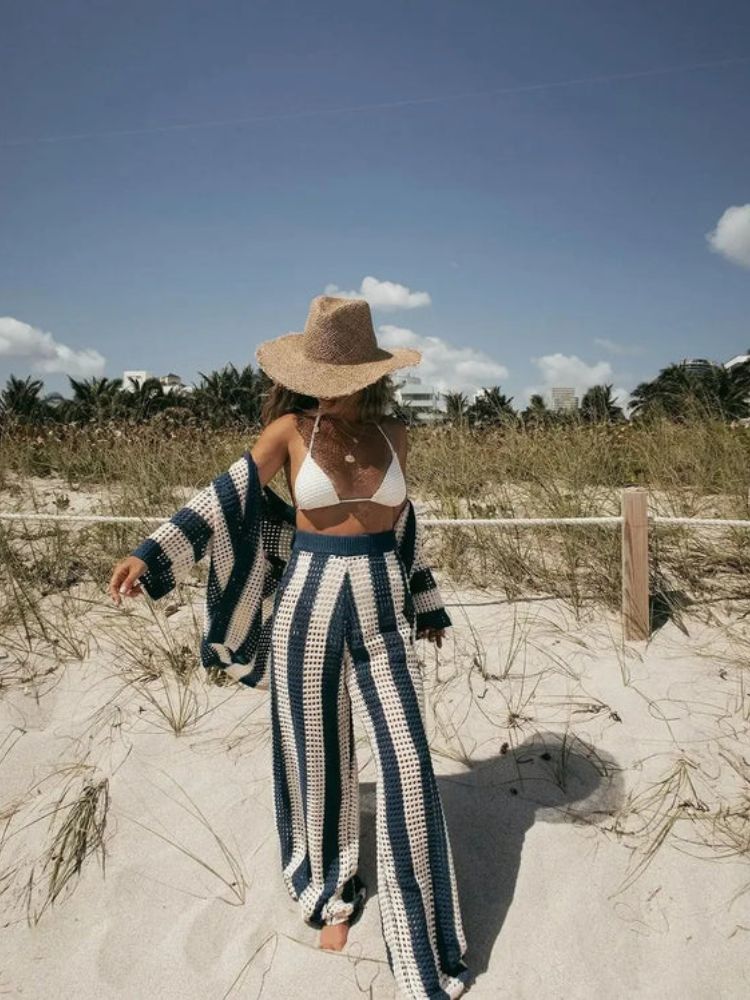 Stylischer lockerer Zweiteiler mit Hollow-Stripes für Damen