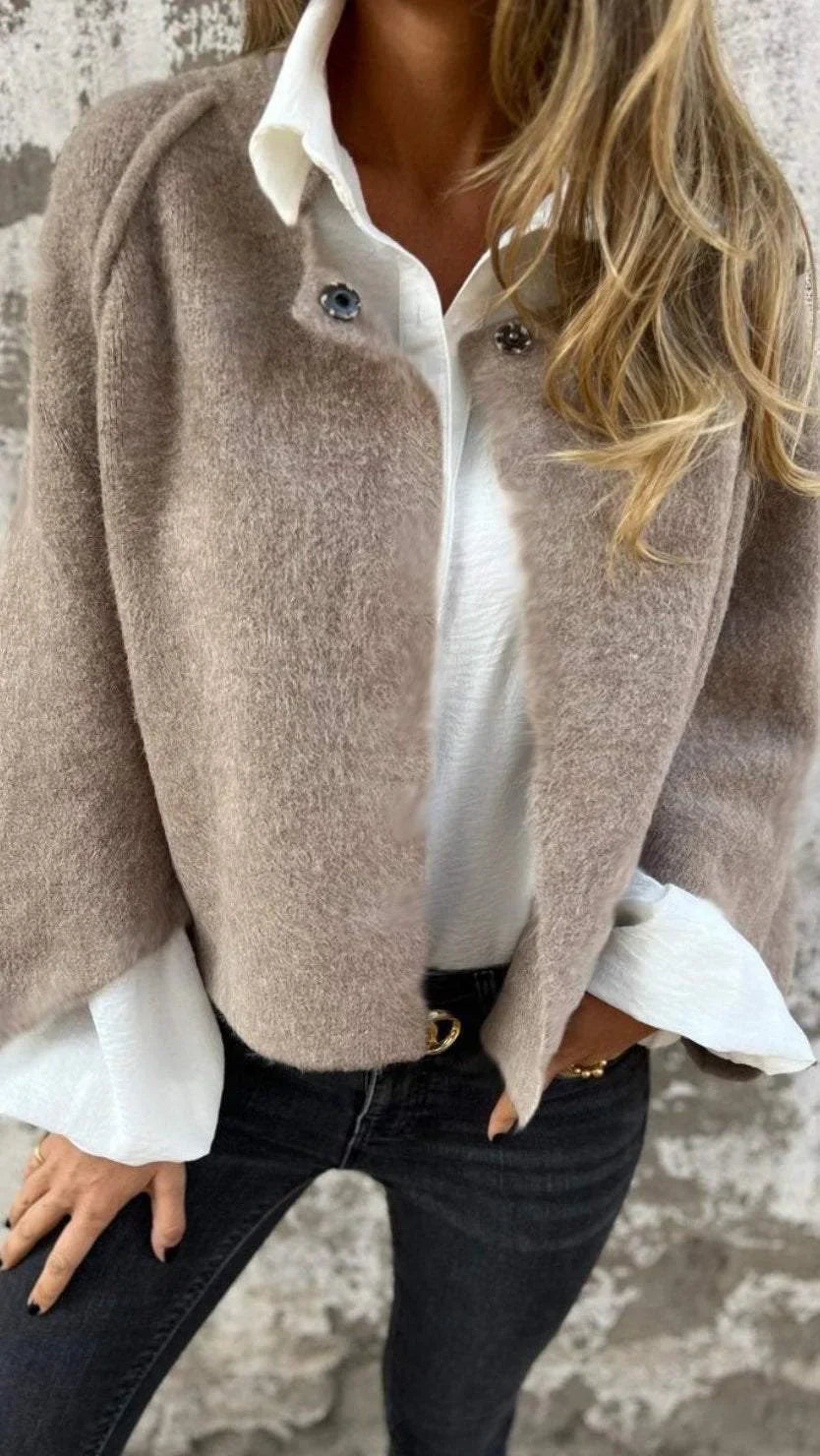 Oversized Mantel mit Rundhalsausschnitt für Damen