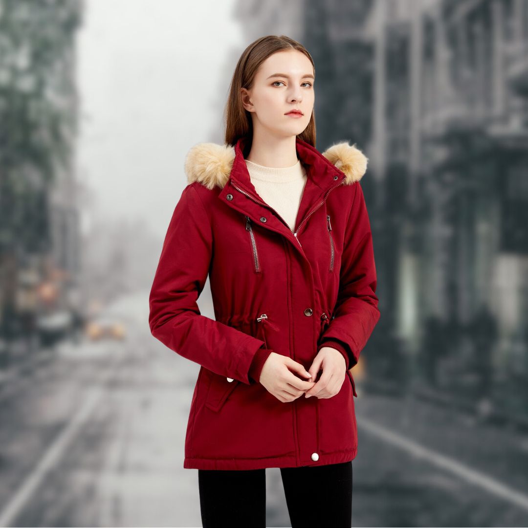 Elegante Damen-Winterjacke mit Pelzbesatz | Sarah