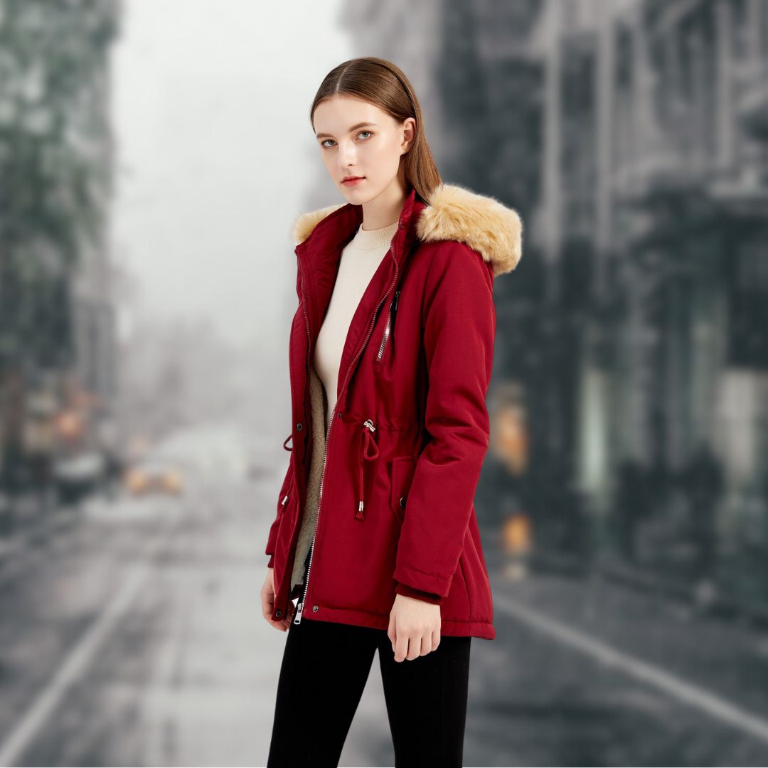 Elegante Damen-Winterjacke mit Pelzbesatz | Sarah