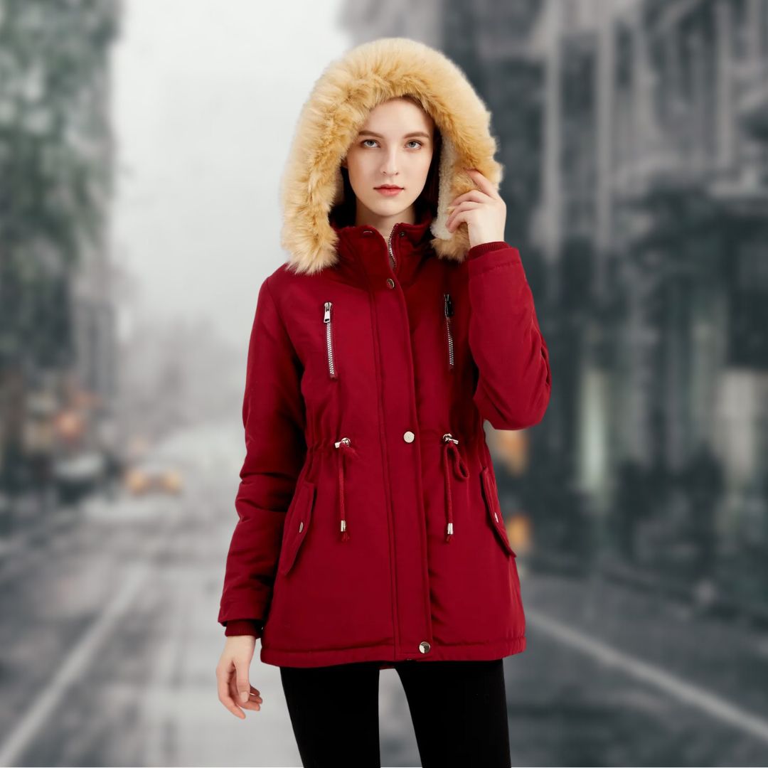 Elegante Damen-Winterjacke mit Pelzbesatz | Sarah