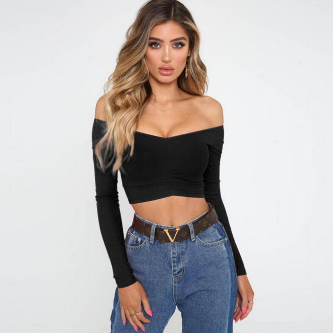 Modisches Kurzes Damen-Schulterfreies Crop-Top mit Stilvollem Schnitt