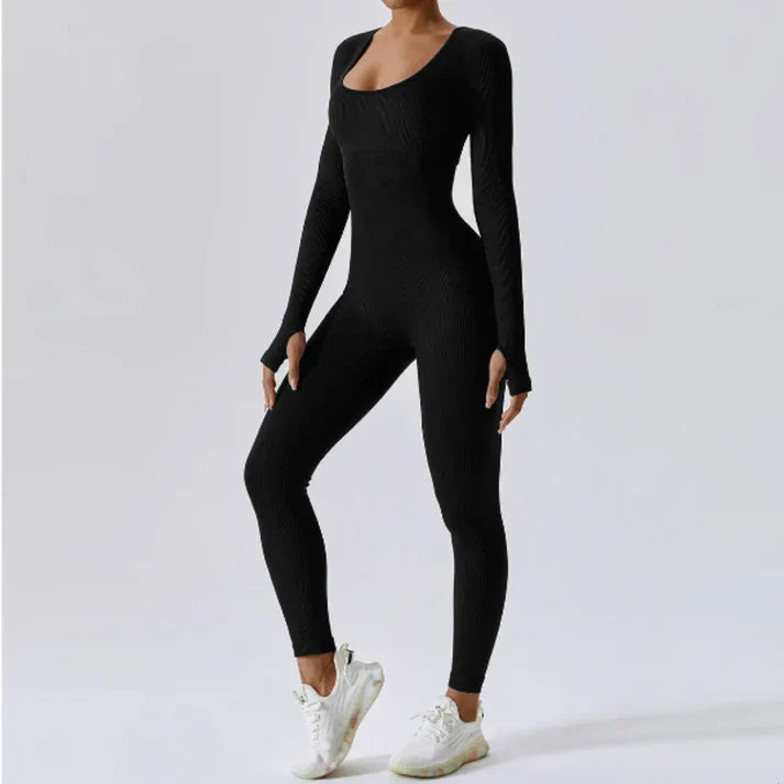 Figurbetonter Langarm Jumpsuit für Damen – Eleganter & Bequemer Look