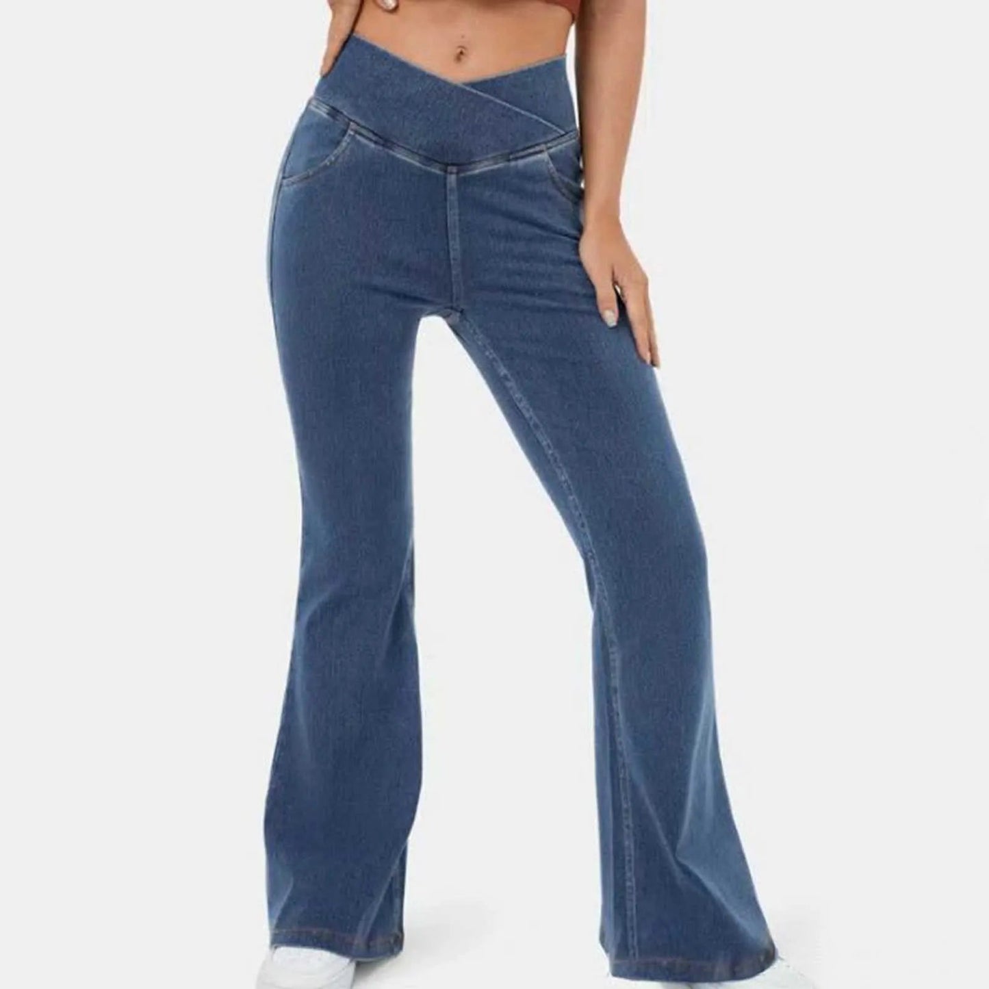 Schlagjeans mit Elastischer Taille für Damen – Retro-Chic & Bequemer Sitz