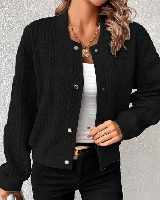 Gemütliche Kurze langärmelige Strickjacke  für Damen