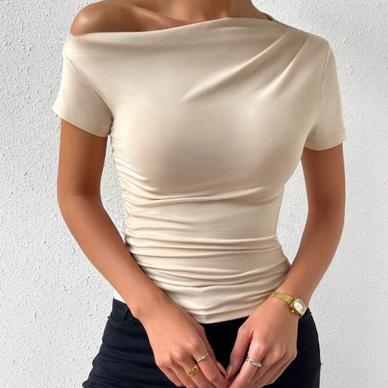 Elegantes Damen Top mit Raffiniertem Plissee und Asymmetrischem Design