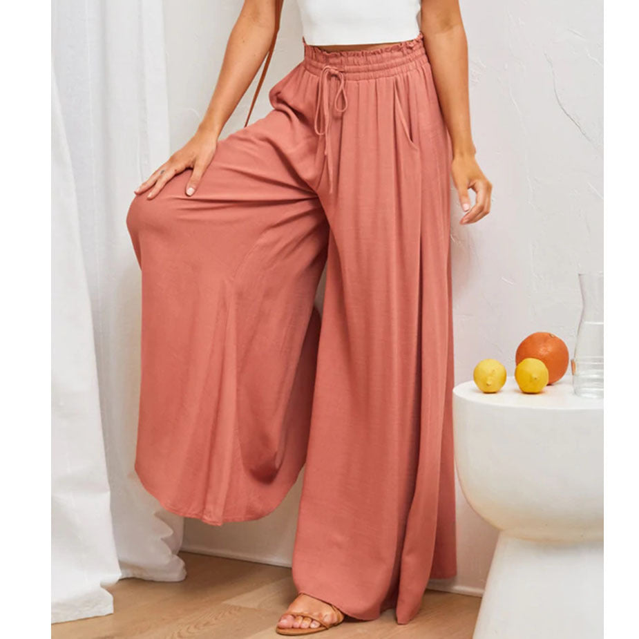 Leichte Weite Sommerhose mit Blumenmuster – Luftige Strandhose für Damen im Boho-Stil