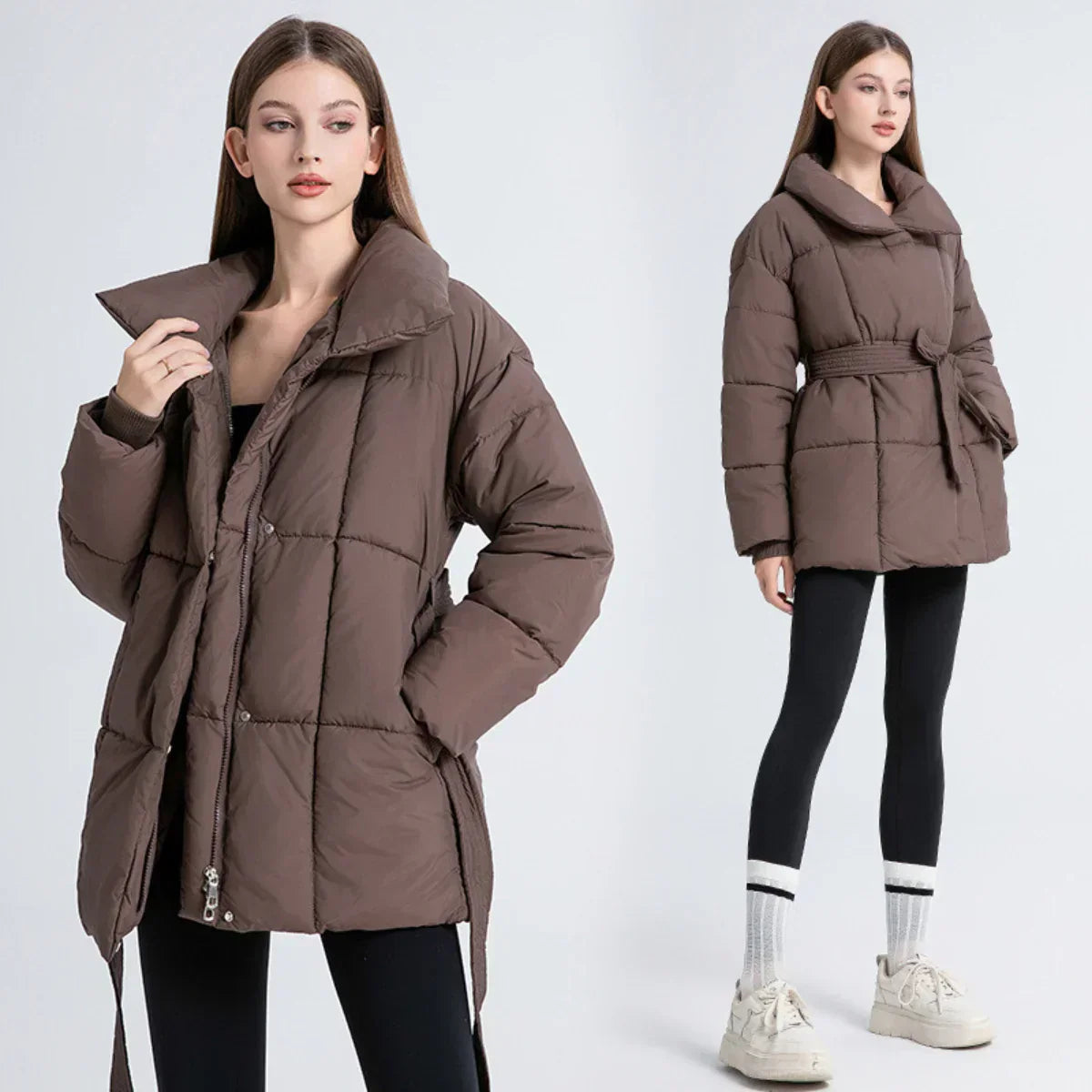 Chic Pailletten Jacke mit Gürtel für Damen