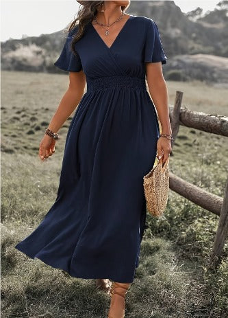 Elegantes Maxikleid mit V-Ausschnitt für Damen