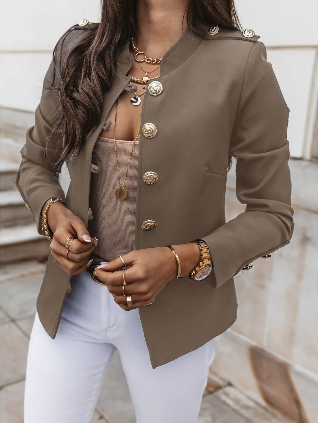 Elegante Jacke mit schlanker Passform und Knopfdetails für Damen