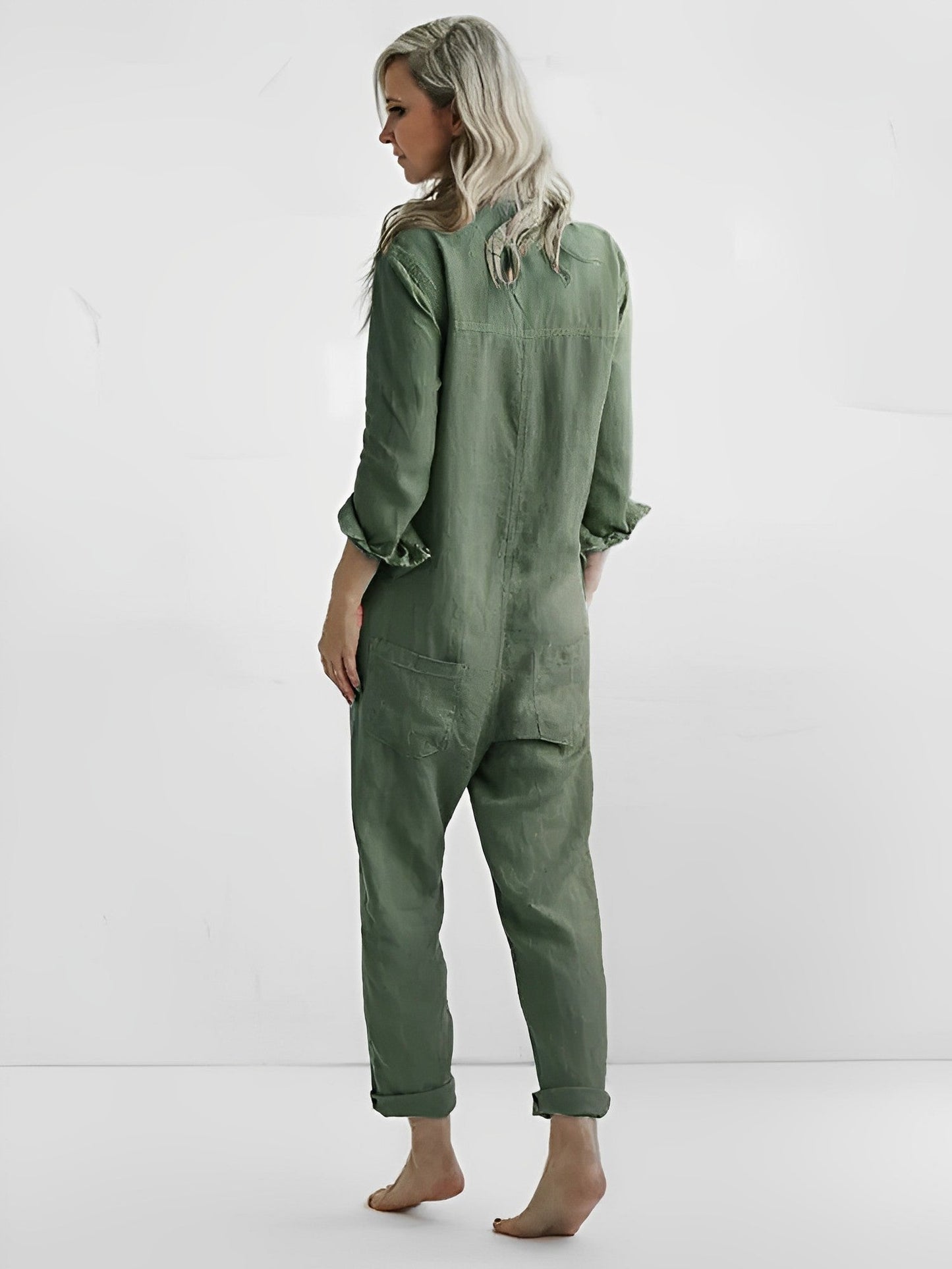 Stylischer Grüner Jumpsuit – Eleganter Einteiler mit Taillengürtel für Damen