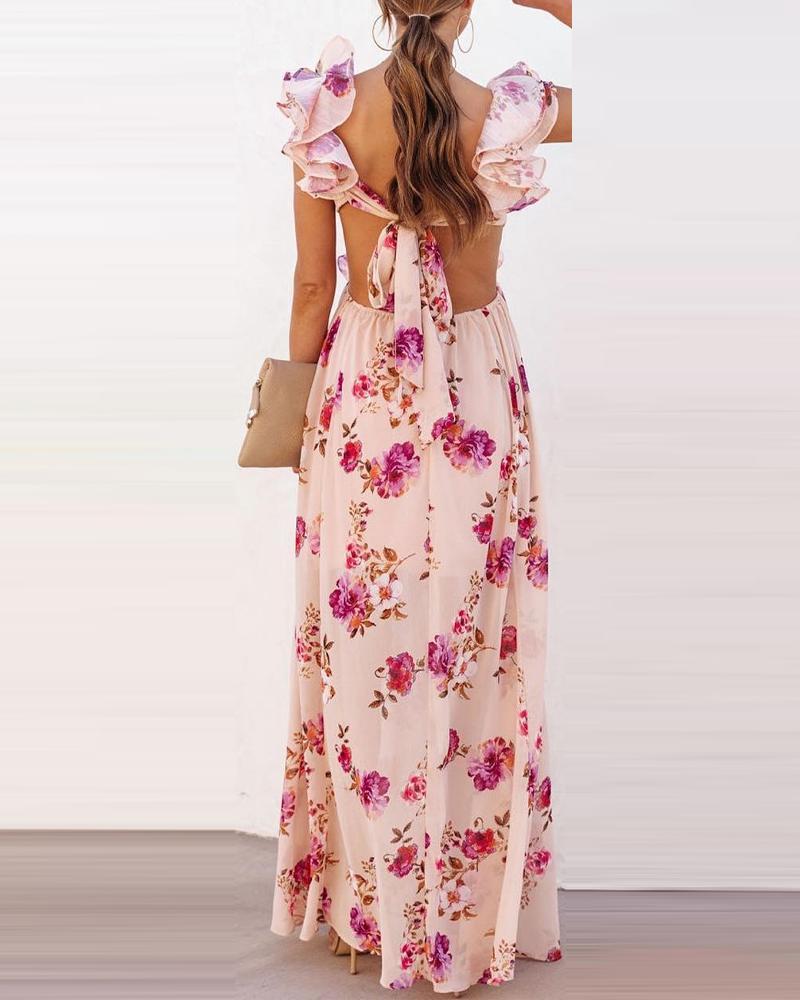 Rückenfreies Rosa Blumenkleid – Luftiges Sommerkleid mit Blumenmuster für Damen