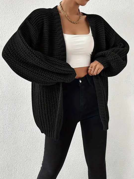 Bequemer Oversized Grobstrick-Cardigan für Damen