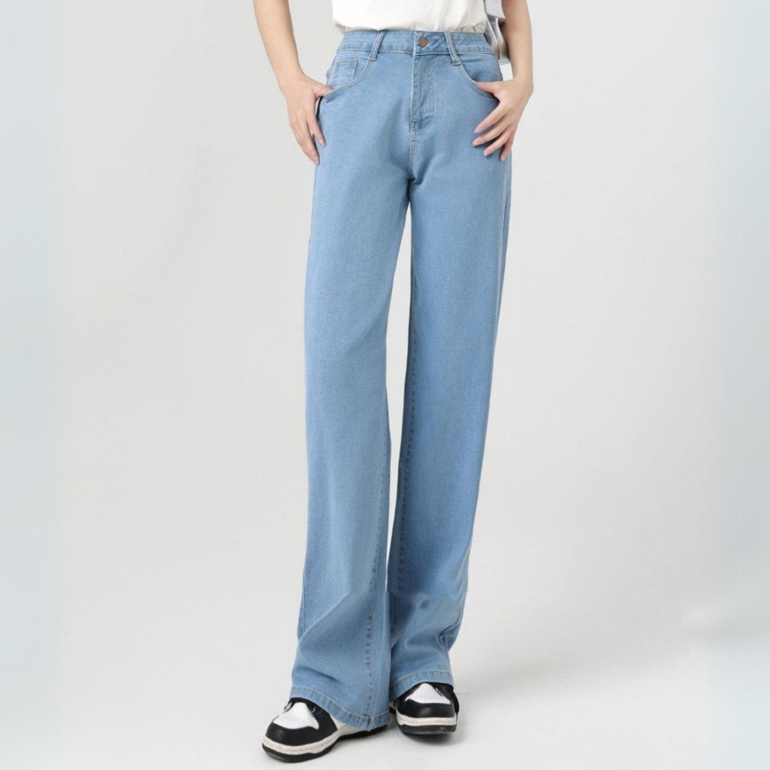 Schicke Damen-High-Waist-Jeans mit weitem Bein | Mariz