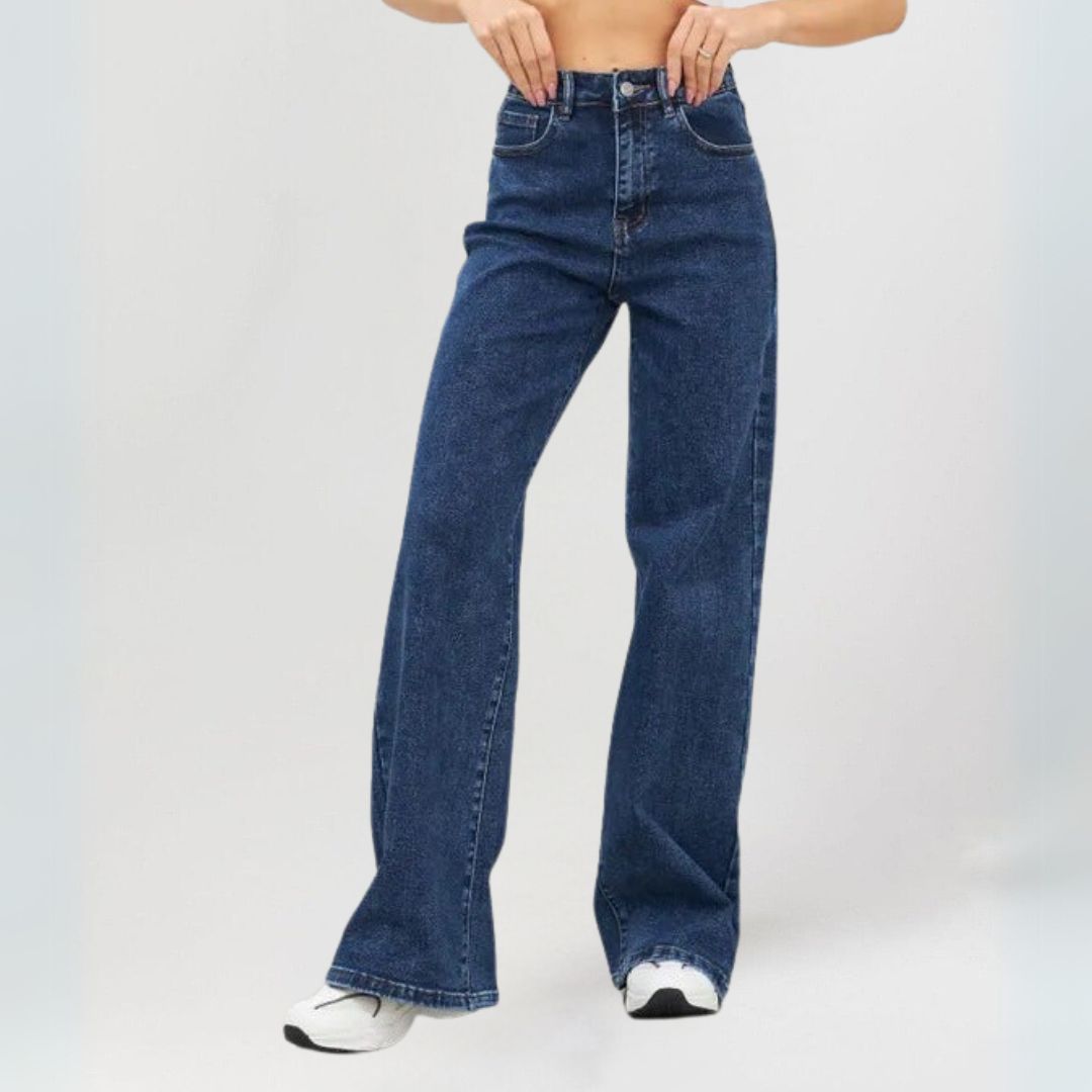 Schicke Damen-High-Waist-Jeans mit weitem Bein | Mariz