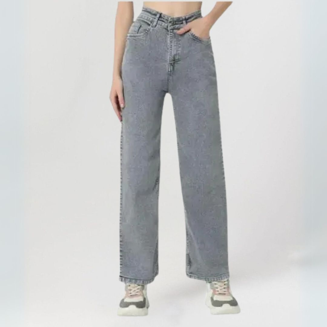 Schicke Damen-High-Waist-Jeans mit weitem Bein | Mariz