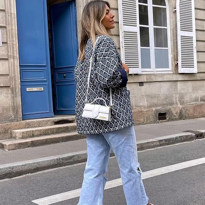 Gesteppte Übergangsjacke mit Blumenmuster für Damen