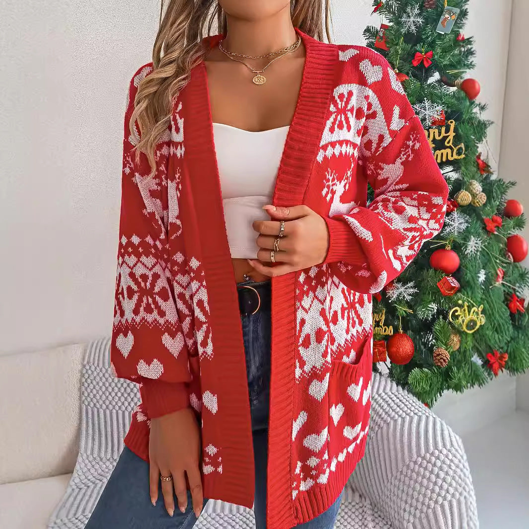 Schicker Damen-Weihnachtsstrick-Cardigan | Olivia