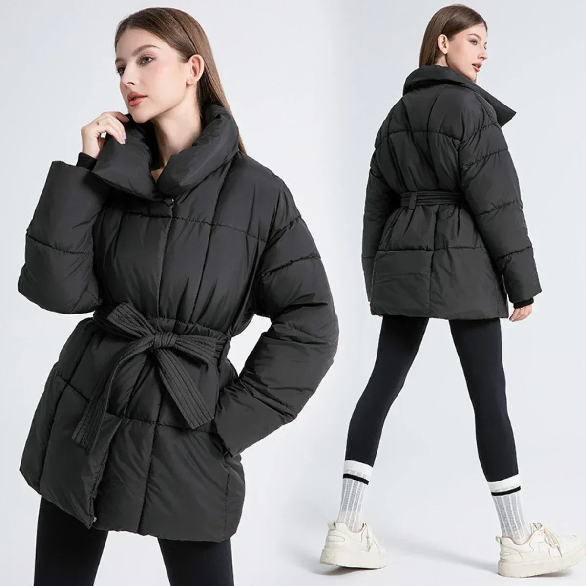 Chic Pailletten Jacke mit Gürtel für Damen