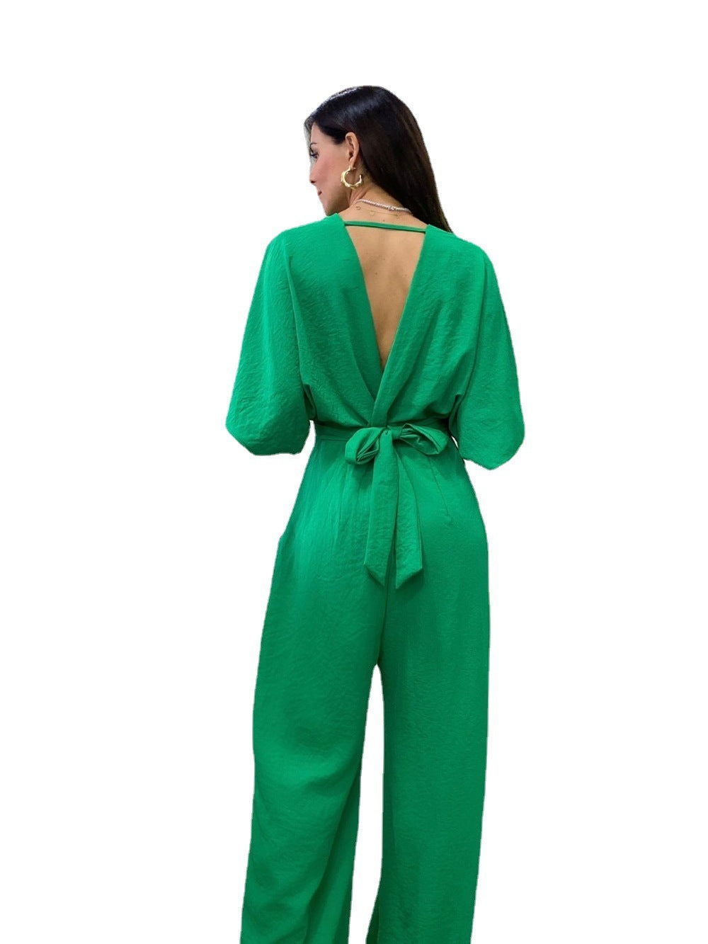 Eleganter Jumpsuit mit V-Ausschnitt und Fledermausärmeln für Damen – Modern & Bequem