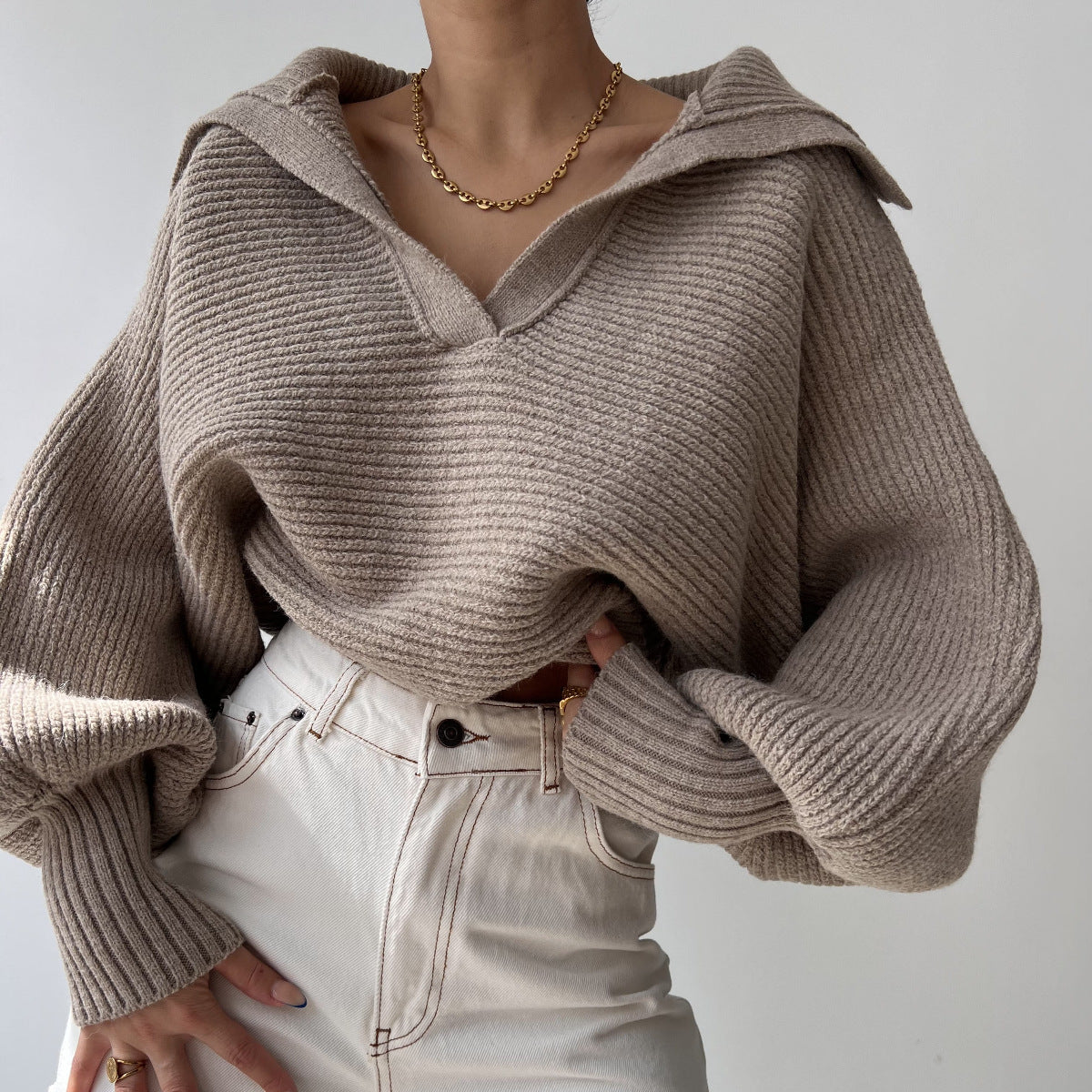 Oversized Strickkragen-Pullover für Frauen | Margot