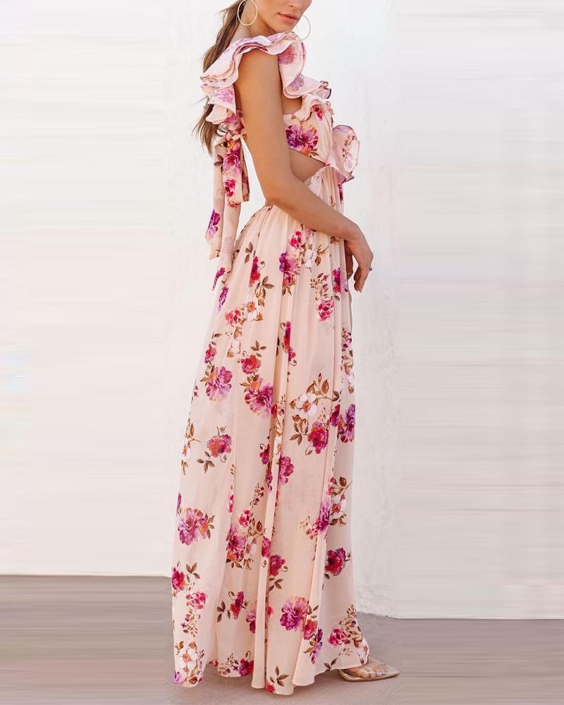 Rückenfreies Rosa Blumenkleid – Luftiges Sommerkleid mit Blumenmuster für Damen