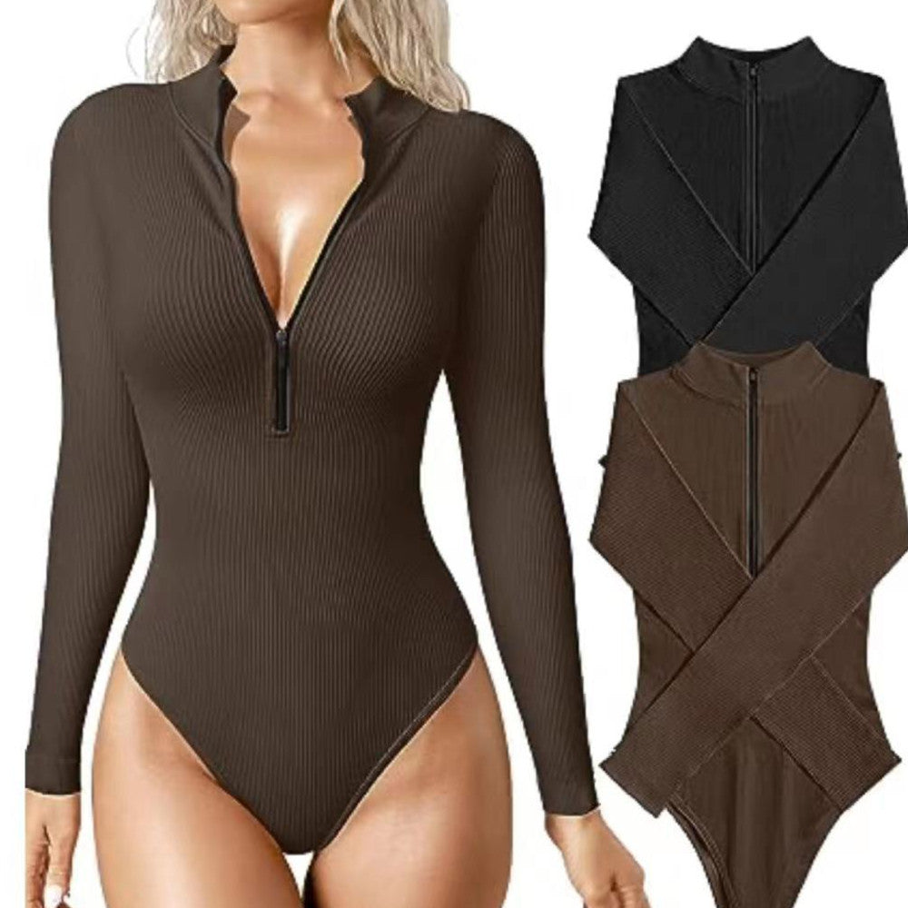 Stylischer Ribbed Zipper Bodysuit für Damen | Elodie