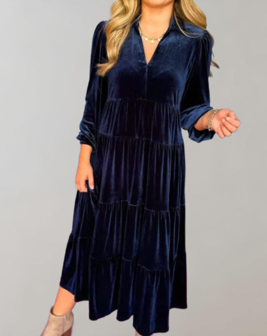 Luxuriöses Velvet Midi-Kleid für Damen