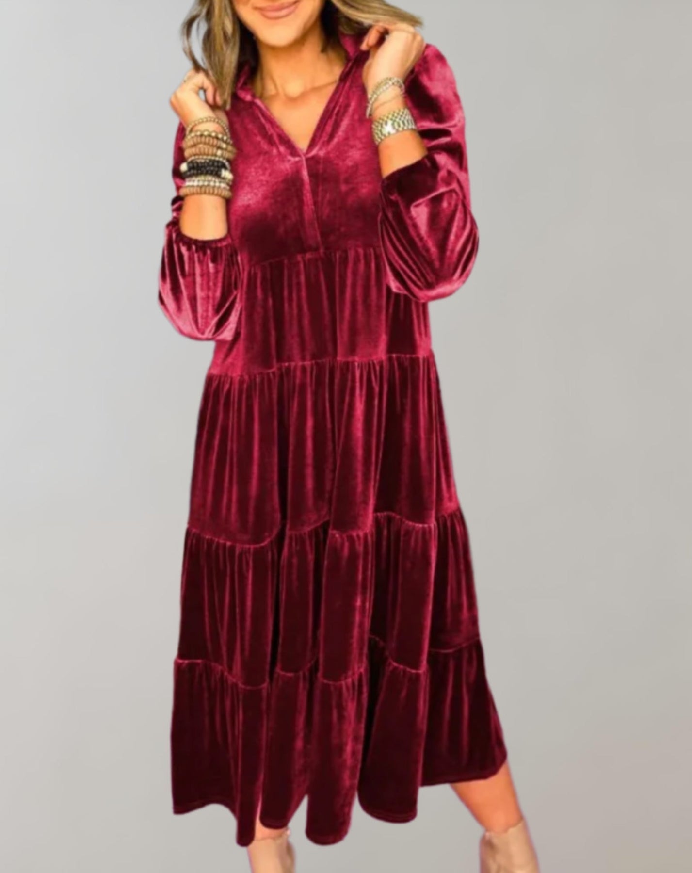 Luxuriöses Velvet Midi-Kleid für Damen