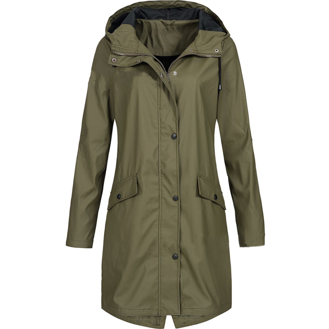 Lange Windbreaker-Regenjacke für Damen