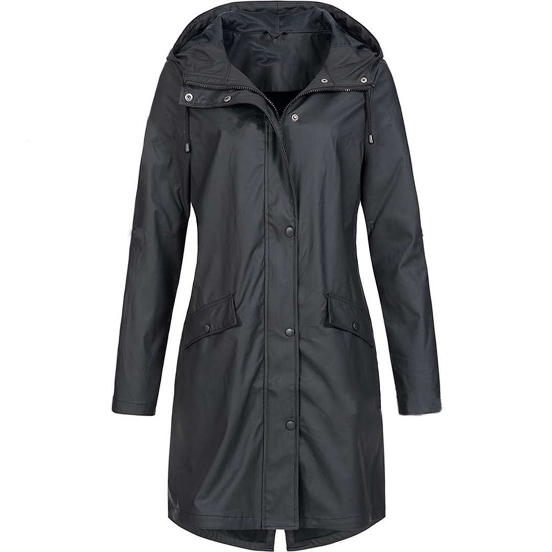 Lange Windbreaker-Regenjacke für Damen