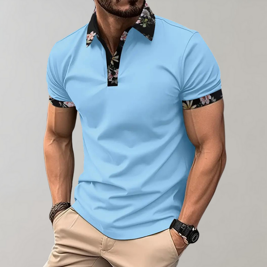 Elegantes Kurzarm-Poloshirt mit floralem Akzent für Herren