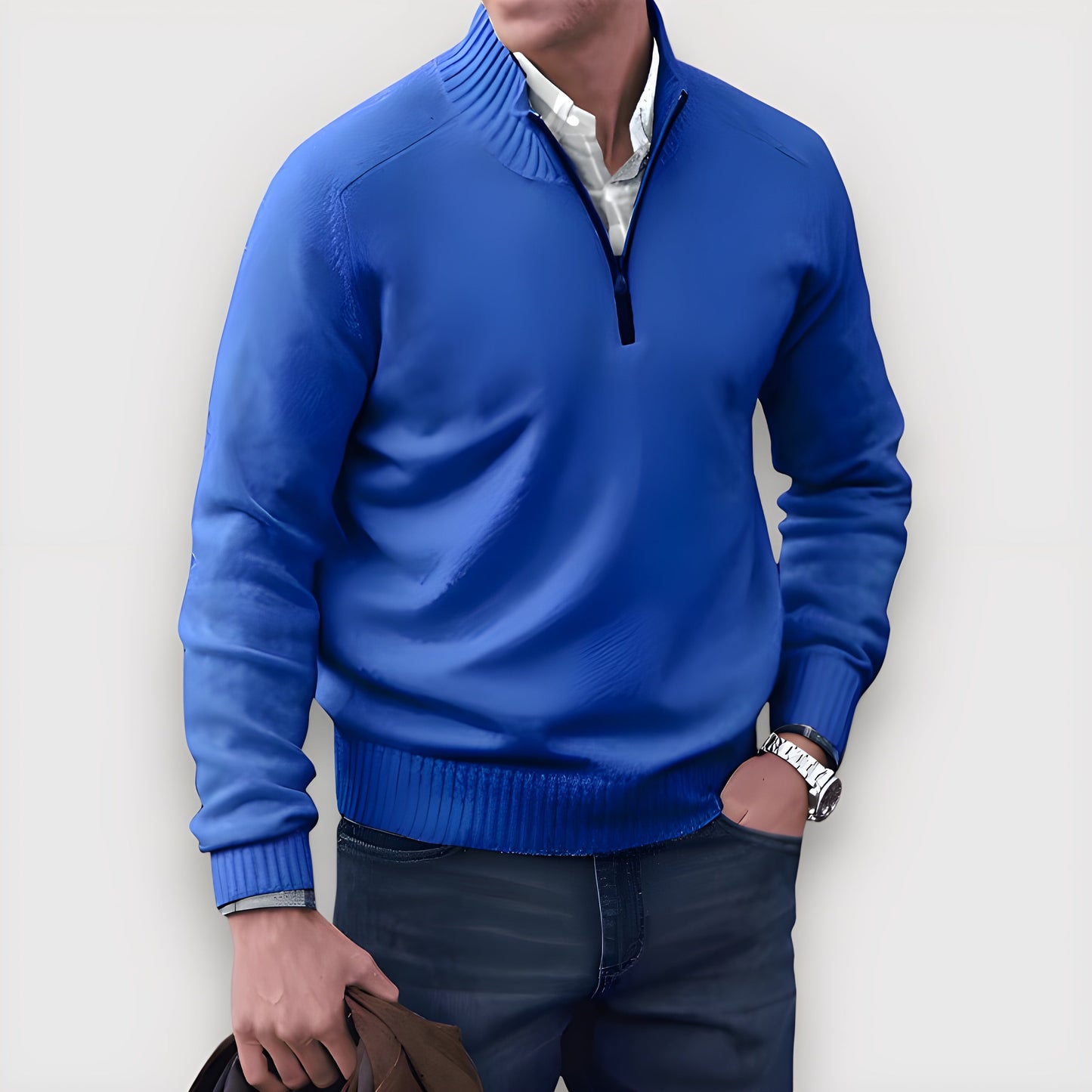 Eleganter Herren Pullover mit Reißverschluss