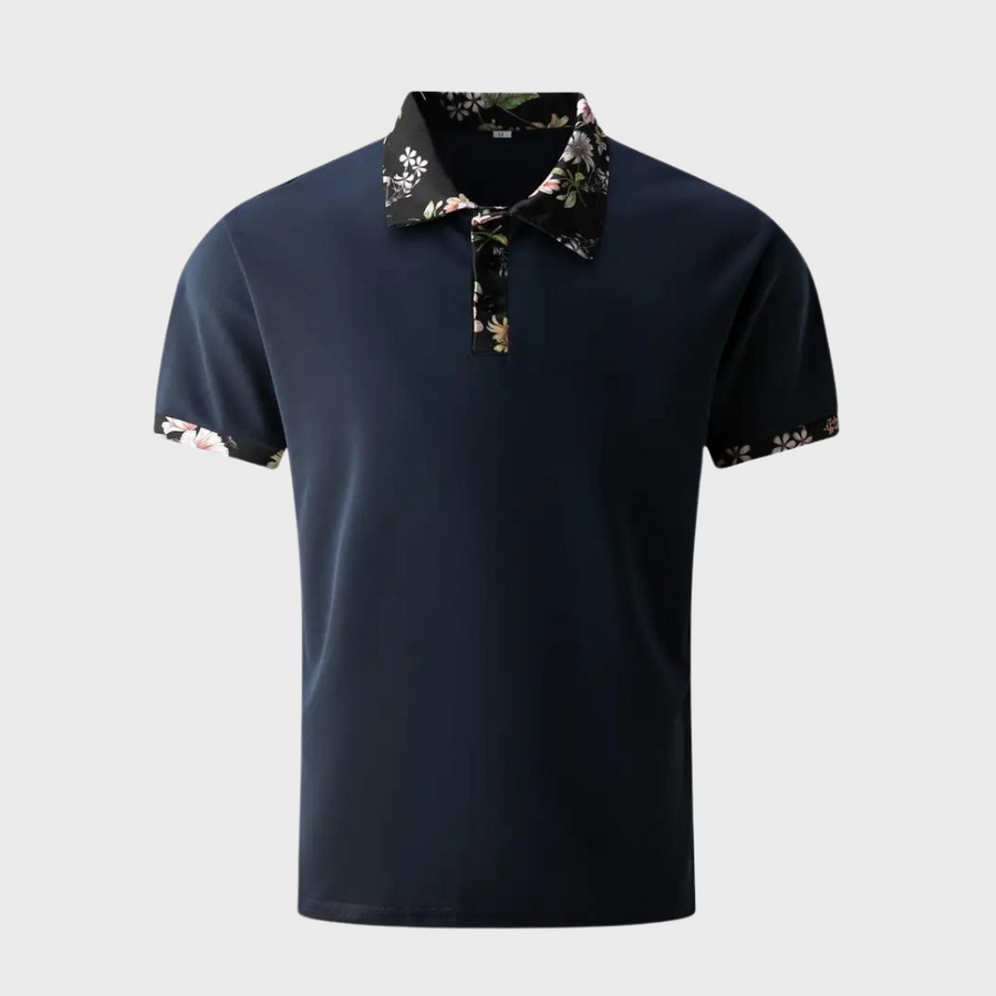 Elegantes Kurzarm-Poloshirt mit floralem Akzent für Herren